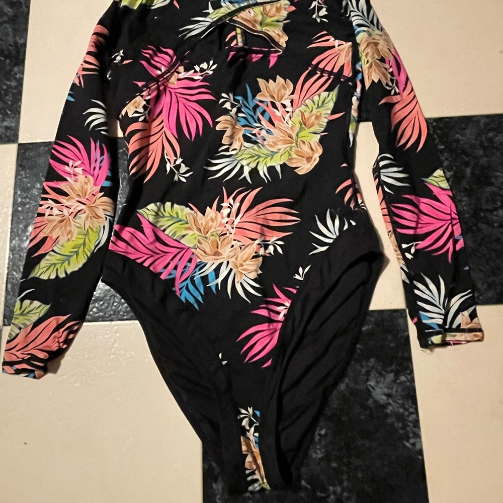 Hurley Floral Long Sleeve Swimsuit